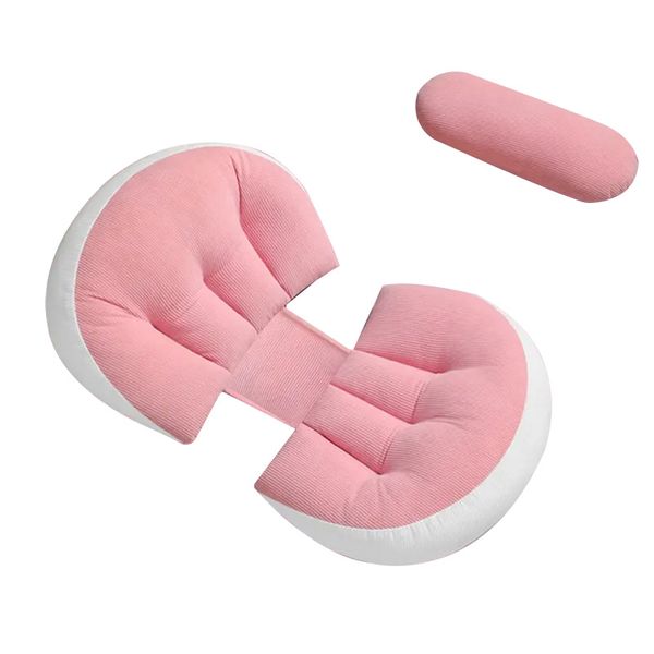 Pregnancy Support Pillow, Side Sleeping Cushion, Pink, Ergonomic Design