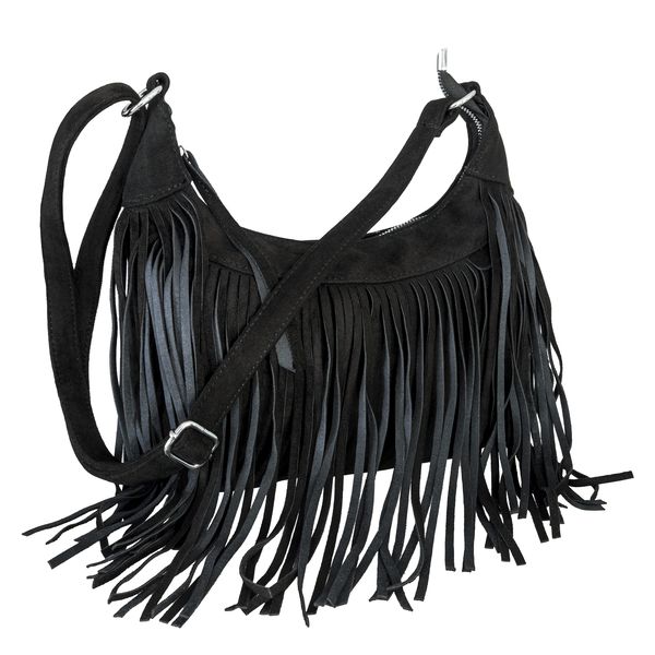 Designer Tassel Bucket Shoulder Bag - Black