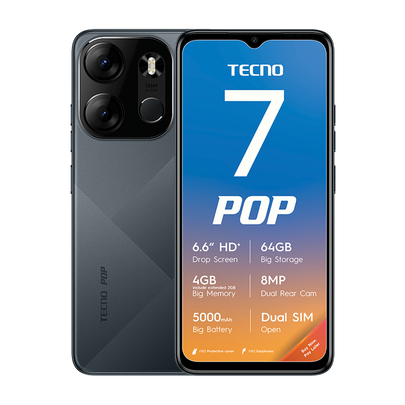 Tecno POP 7 Dual Sim 64GB Vodacom Network Locked - Black