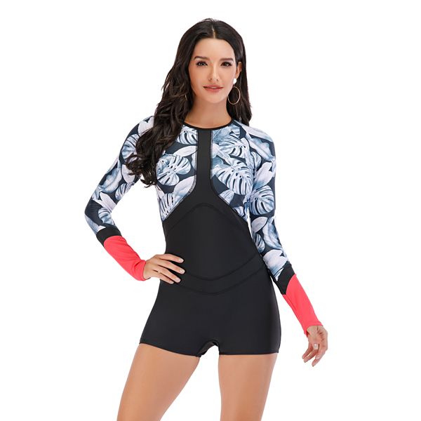Iconix Coral Collision Long-Sleeve Boxer Swimwear