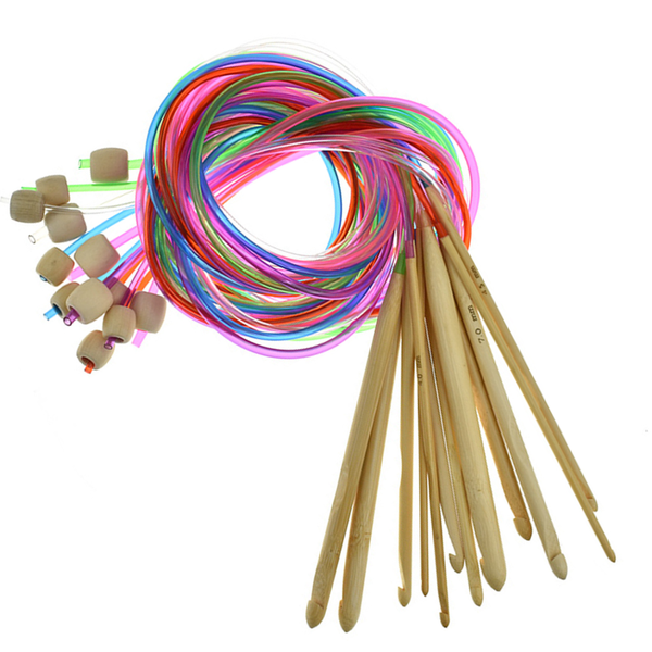 Tunisian Afghan Carbonized Bamboo Corded Crochet Hook Set 120cm length