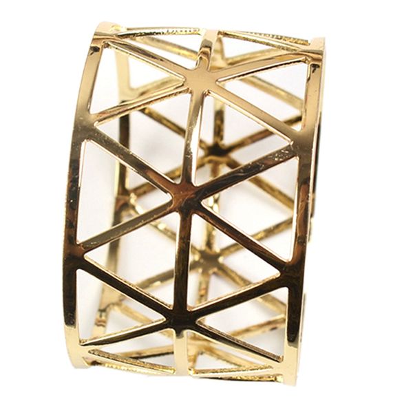 6Pcs Gold Geometric Hollow Napkin Rings For Party Table Decor