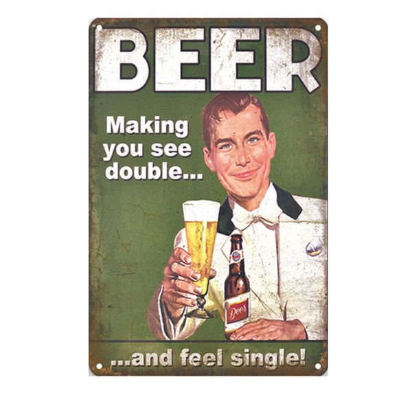 Decor Vintage Signs Tin Metal Retro Double Beer