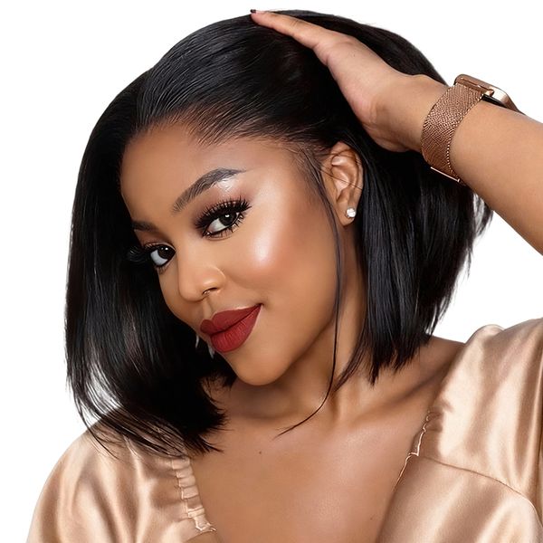 Vietnamese Bob Wig Natural Hairline13x4 Glueless Straight Wig 12"Black In