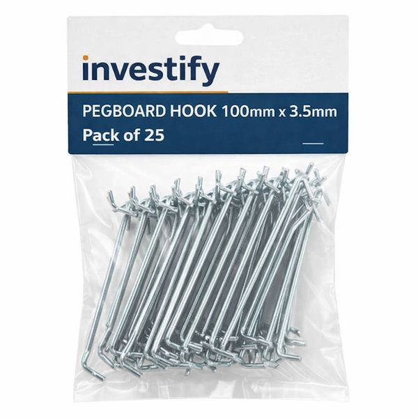 Pegboard Hooks 100mm x 3.5mm Pack of 25