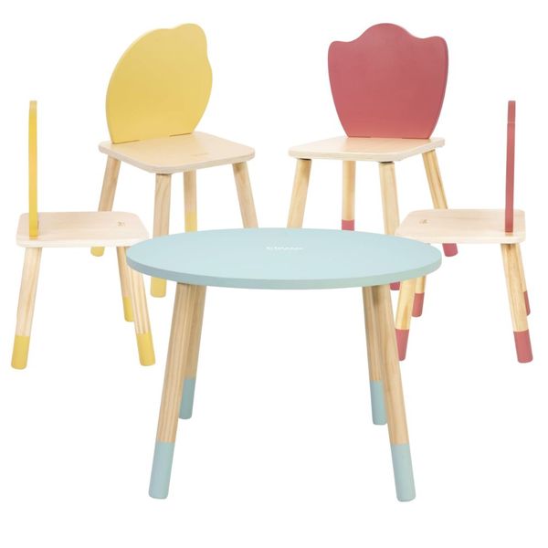 Classic World Grace Kids Table &amp; Chair Set - 4 Chairs (2 Lemon &amp; 2 Tulip)