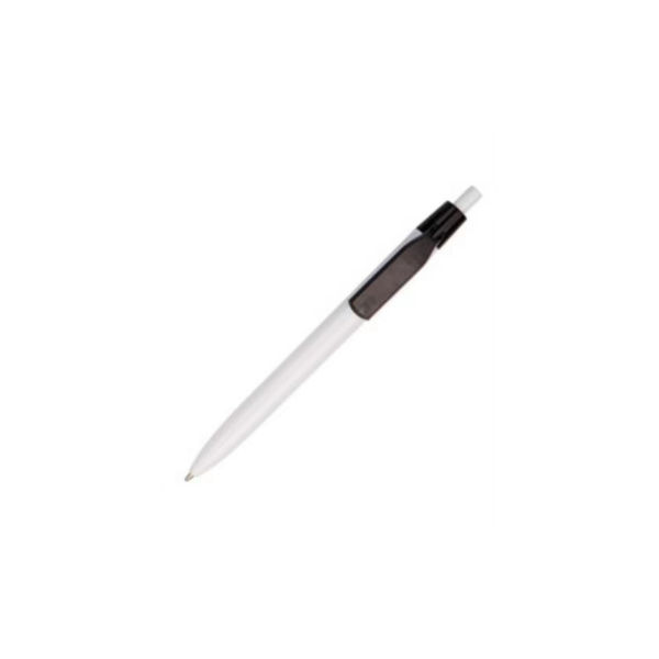 Budget' White Ballpoint Pen with Black Trim - Pack of 100