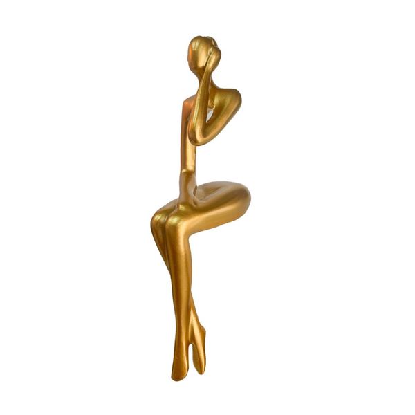 Gold Statue Listening to Music Home Decor Ornament