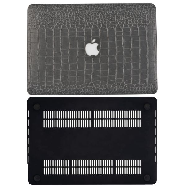 Pu Leather Case Hard Shell for Macbook Pro 13inch-Grey Croc