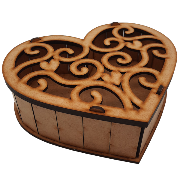 Valentines Heart shape gift box swirl lid