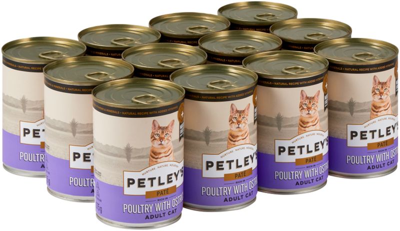 Petleys' Cat Food Poultry with Ostrich flavour - 12 tins x 375g