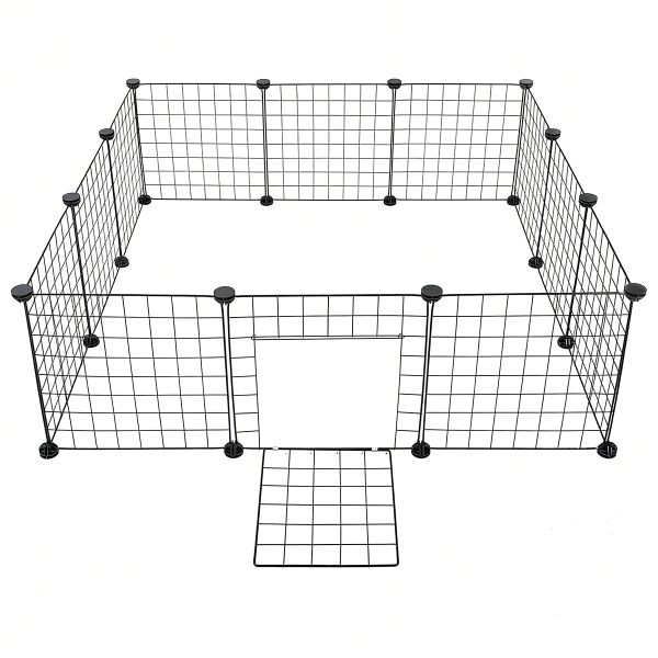 12-Panel DIY Pet Playpen, Foldable Fence with Gate Small Animal Cage House