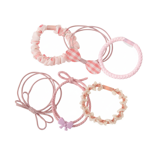 6 Piece Forest Style Design Hair Ties Set - Pink