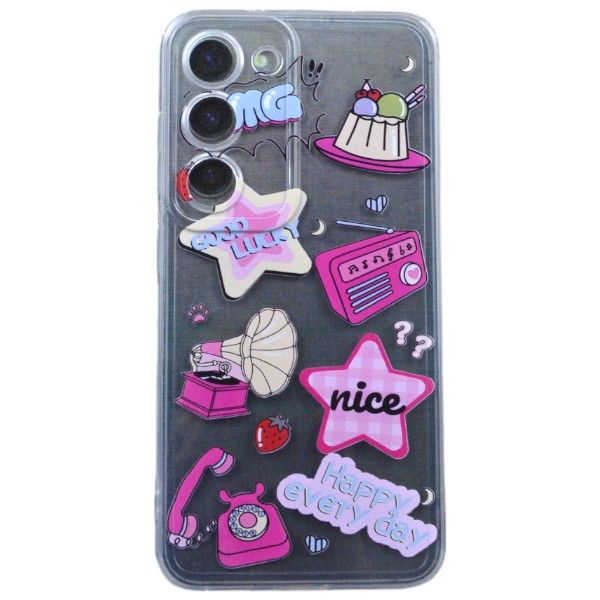 Retro Cartoon Print Phone Case For Samsung S23 - Transparent