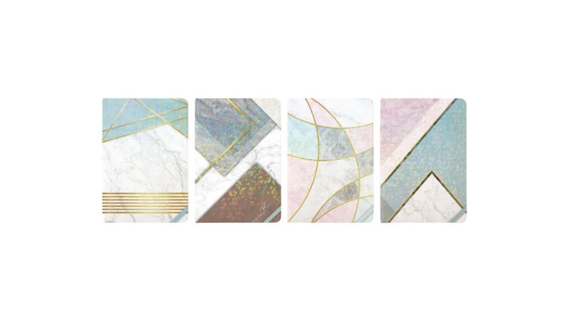 4x Piece Set Ceramic Design Hardcover Notebook - 21 × 14.5 cm (72 Pages).