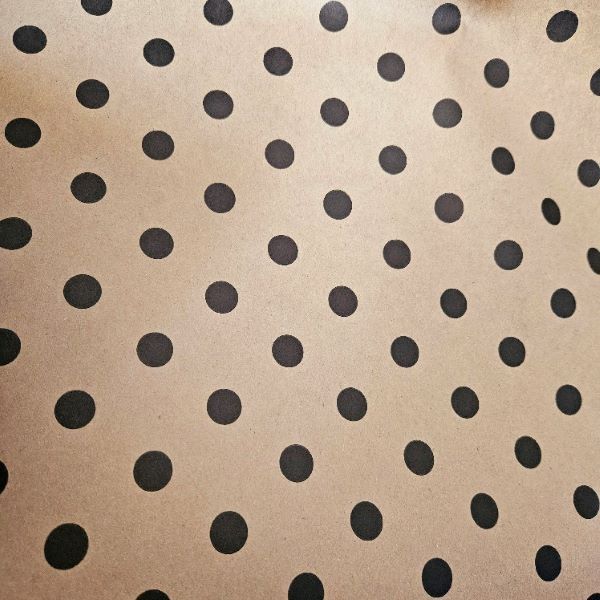 Kraft Wrapping Paper With Black Polka Dots - 10m roll