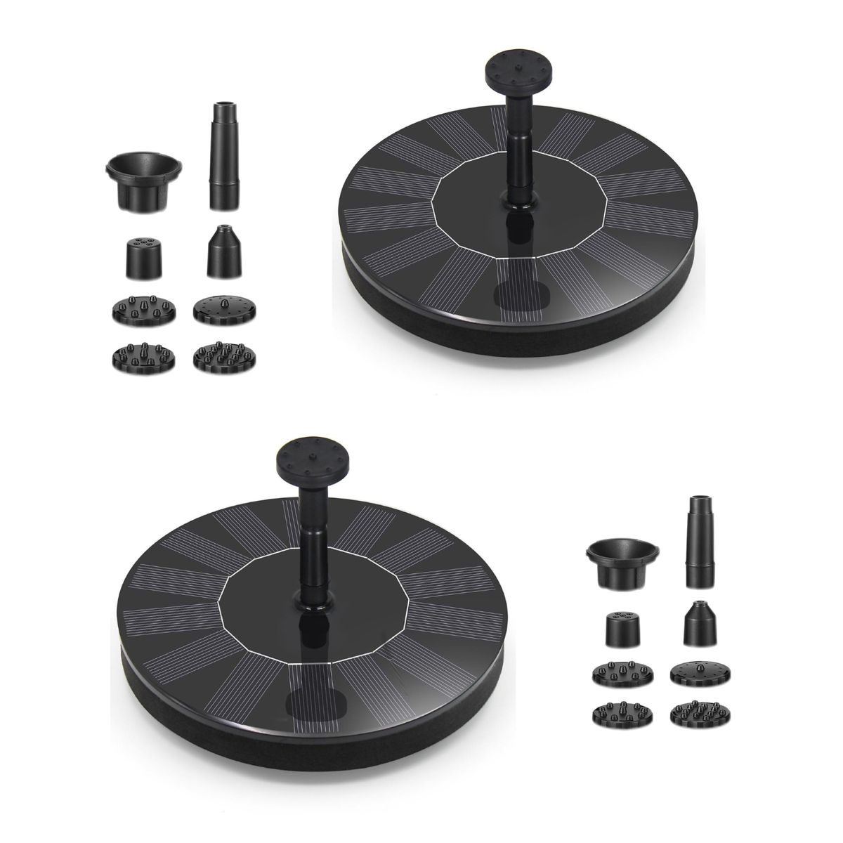 2 Packs Solar Fountain Watering with 6 Nozzle Floating Solar Fountain Panel