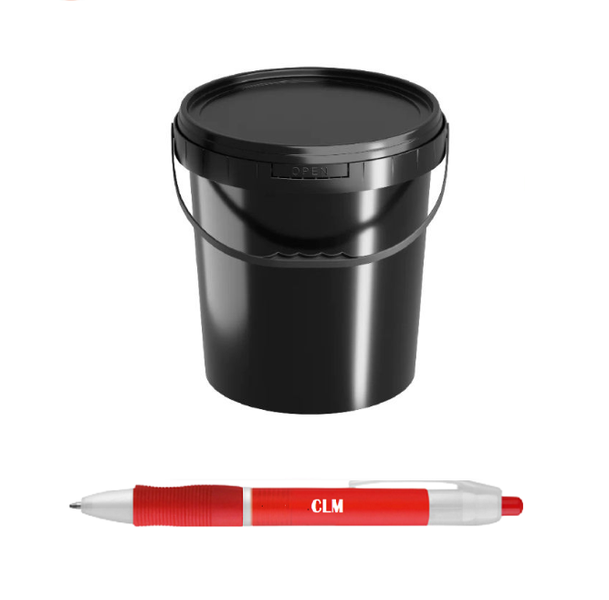 20l Black Plastic Bucket with Lid and Handle with CLM pen