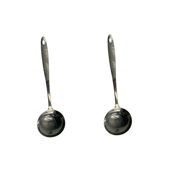 Quality Rice Embossed Design Pattern Soup Ladle Stainless Steel 2 Piece 30cm