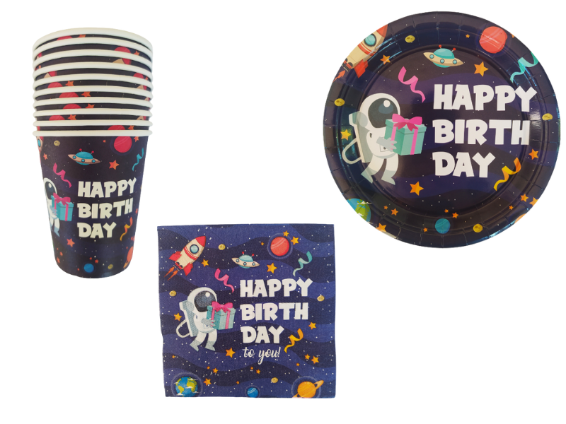 Space Themed Birthday Party Decor - 40 Piece - Blue &amp; Planets