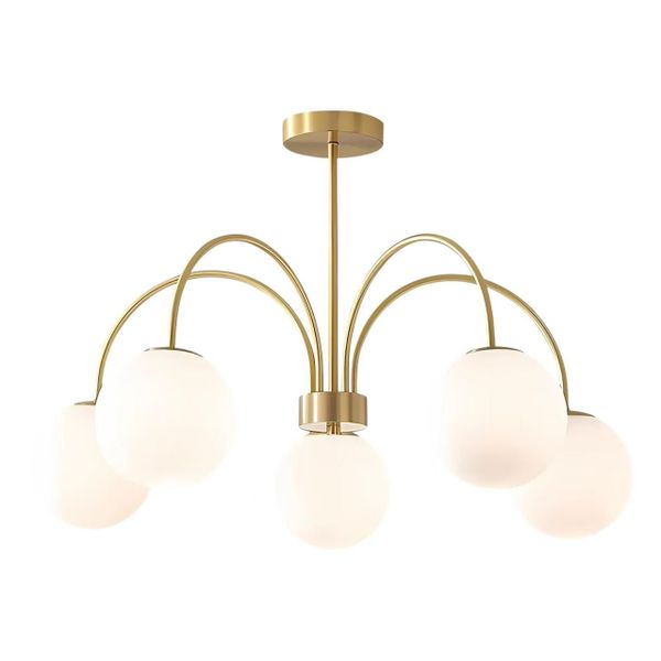 Hello Today Mid-Century Modern Pendant Light Large Gold 5-Light Chandelier