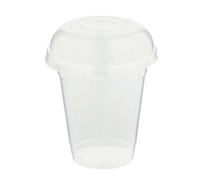 Clear Plastic Cups with Strong Dome Lids - 500ml x 20 Pack
