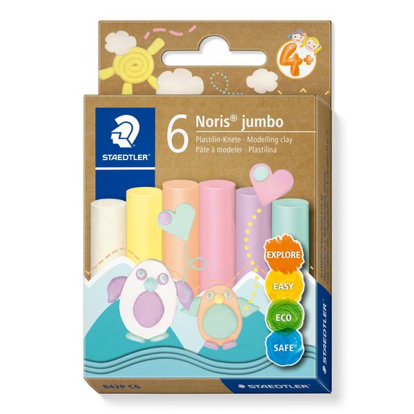 Staedtler Noris Jumbo Pastel Modelling Clay 6 Pieces Set