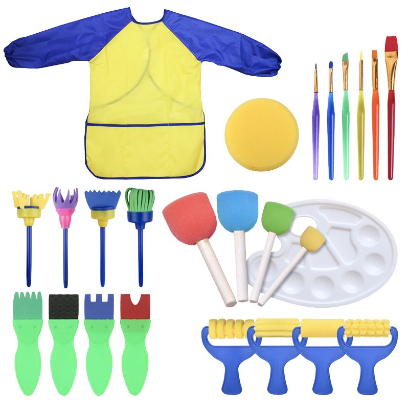 25 Piece Sponge Paint Brushes Tool Kits for Kids Early DIY Learning ...