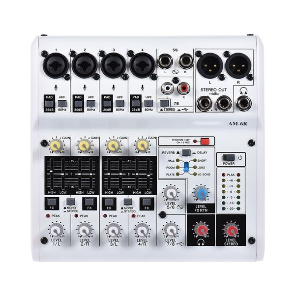 AM-6R 8-Channel Mixer, +48V, 5V Powered, Live Broadcast