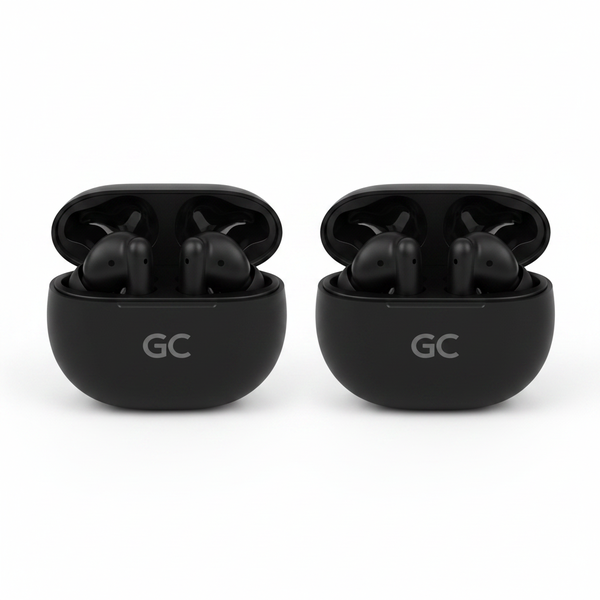 Wireless Ear Pods Bluetooth 5.3 with Charging Case Black - 2 Pack
