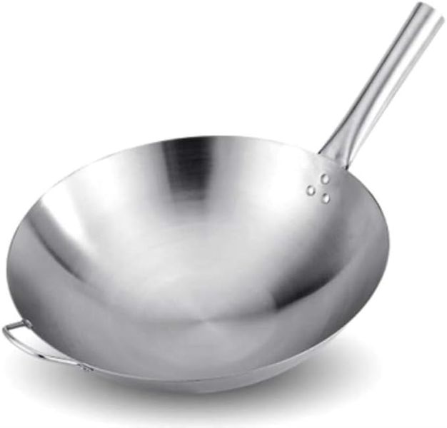 BaBoo - Silver Stainless steel Round Frying Pan With Handle