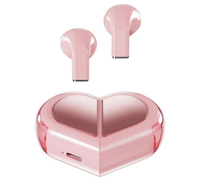 Pink Heart Wireless Earbuds for Girls Kids, Cute Small Mini Tiny Invisible