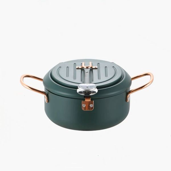 Green Stainless steel Round Mini Fryer Pot