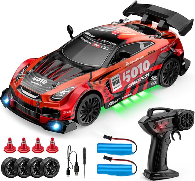 thl 1:24 4WD RC Drift Car with 2.4GHz Remote,40m Range, 2-Speed, LED Lights