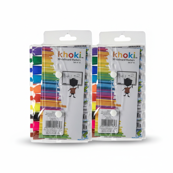 Khoki 10 Piece Dry Erase Marker Set with Fine Tip - Low Odour Ink - 2 Pack
