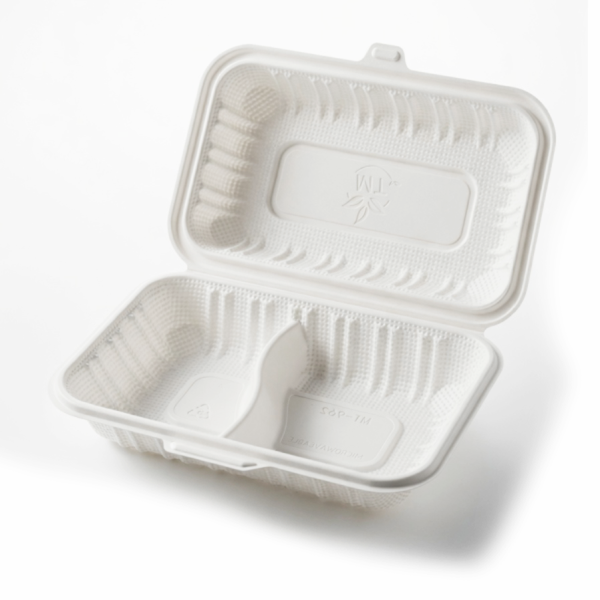 Eco Friendly 2-Part Food Containers Box of 300 Microwave Safe 22x14x8cm