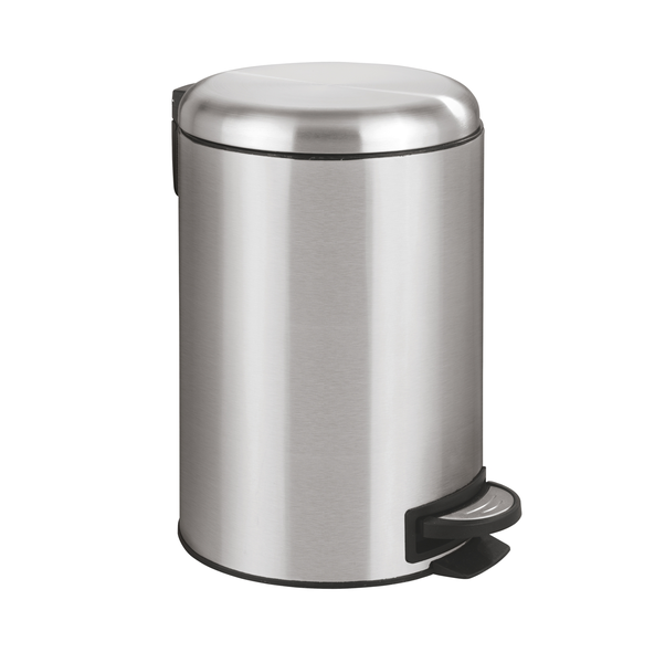 Wenko - 12l Pedal Bin - Leman - Easy-Close - Stainless Steel - Silver