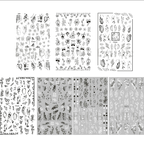 7Piece Nail Sticker Set With Multiple Styles Of Adhesive Back Nail Stickers