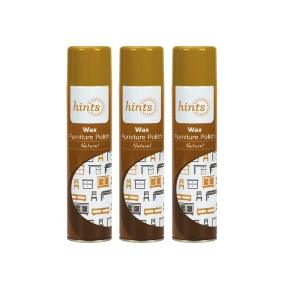 Hints Wax Furniture Polish Natural Aerosol - 3 x 300ml