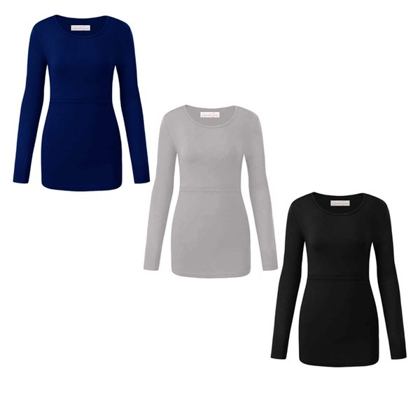 Hannah Grace Maternity 3 Day Winter Breastfeeding Top (Navy, Grey, Black)
