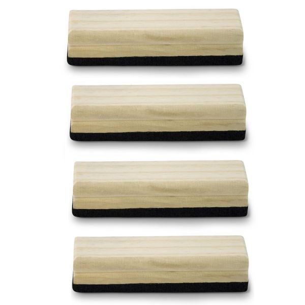 Khoki Blackboard Eraser/Duster - Easy Grip - Wood &amp; Felt (Pack of 4)