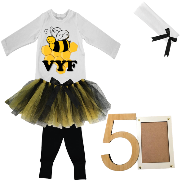 5th Birthday- Bee Tutu With Headband And Photo Frame - Afrikaans