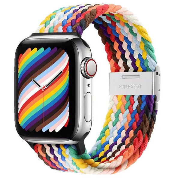 Fabric Braided Watch Strap Band Compatible with Apple Watch - 38/40/41 mm - Rainbow