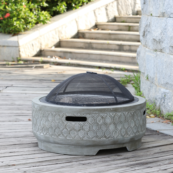 Wood Firepit Alaz XL 77cm with Braai function and Weatherproof Cover