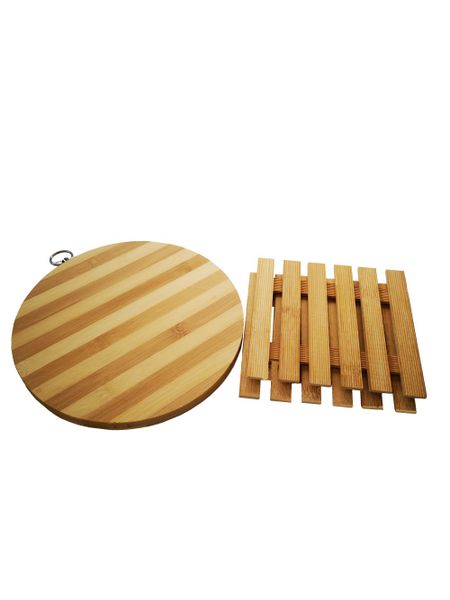 Wooden Serving Cutting Board &amp; 2 Wooden Trivets