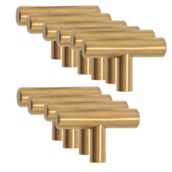10 Pack Single Hole Gold Knobs Handles 50Mm/2In Overall Length