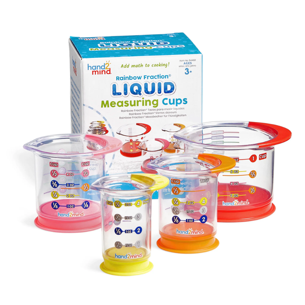 Hand2Mind - Rainbow Fraction Liquid Measuring Cups - Maths Learning 4pcs
