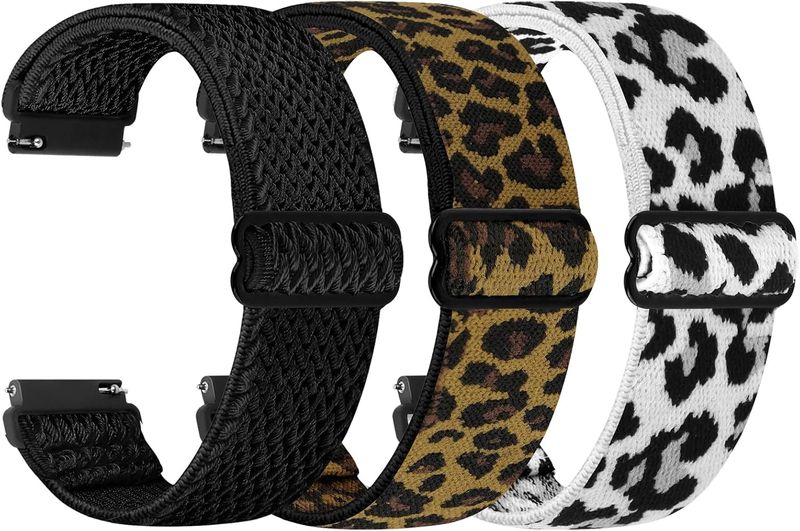 3 Pieces 22mm Nylon Watch Strap - Solo Loop Adjustable, For Men Women