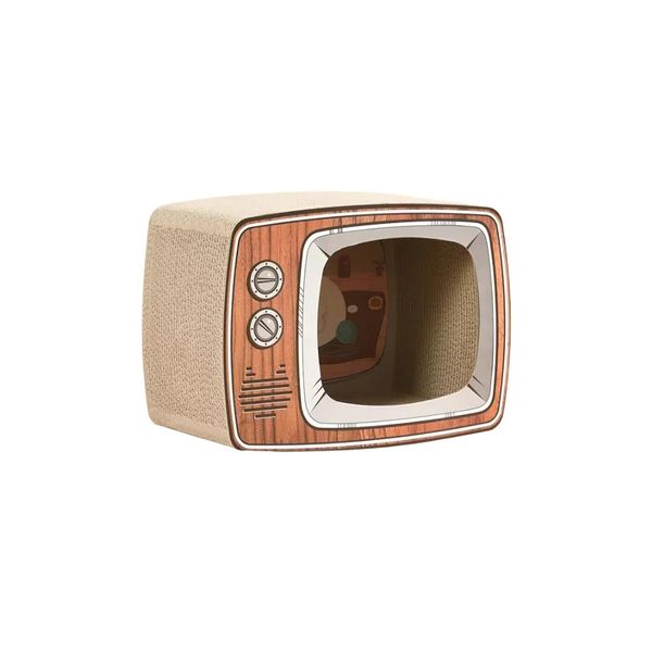 WigWagga- Retro Television shape cat house with scratcher Pad - 43cm