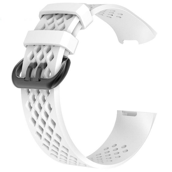 Sport Silicone Strap Compatible with Fitbit Charge 3/4 M/L-White